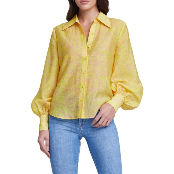 L'Agence Tops - L'AGENCE Jayleen Women's Linen Bishop Sleeve Button-Up Shirt size S NWT
